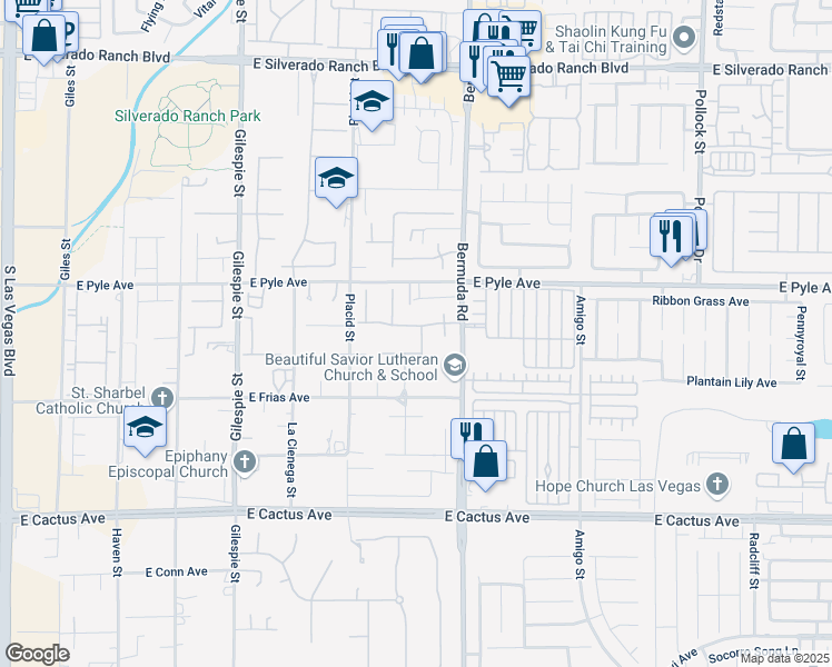 map of restaurants, bars, coffee shops, grocery stores, and more near 357 Whispering Tree Avenue in Las Vegas