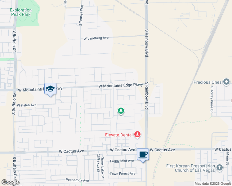 map of restaurants, bars, coffee shops, grocery stores, and more near 10145 Longoria Street in Las Vegas