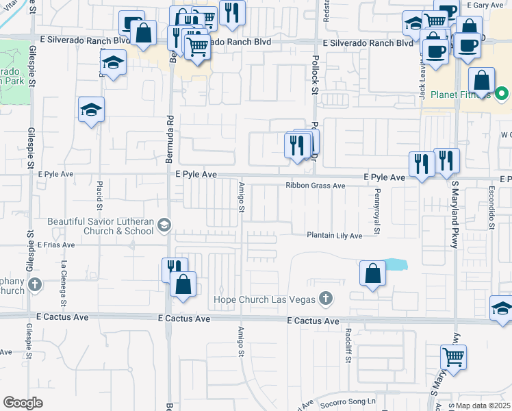 map of restaurants, bars, coffee shops, grocery stores, and more near 10176 Climbing Lily Street in Las Vegas