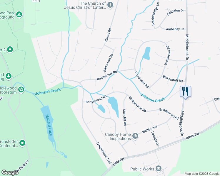 map of restaurants, bars, coffee shops, grocery stores, and more near 3488 Bramlet Court in Clemmons
