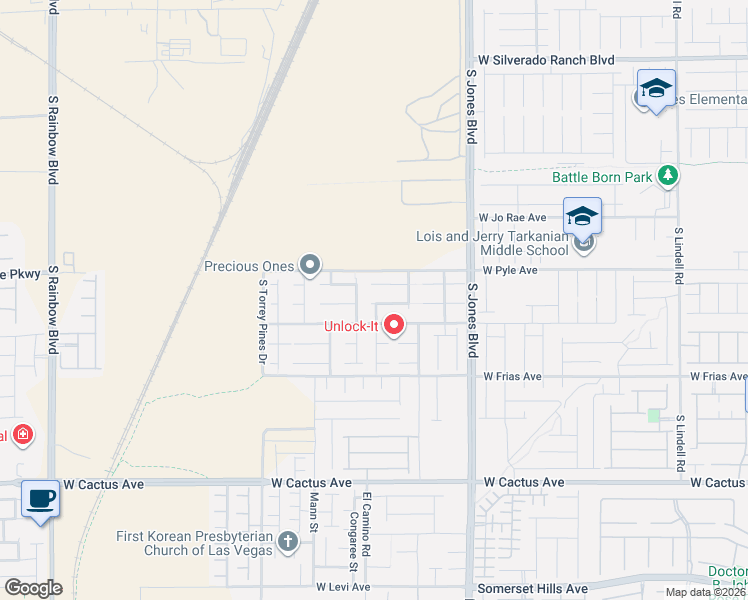 map of restaurants, bars, coffee shops, grocery stores, and more near 6298 West Haleh Avenue in Las Vegas