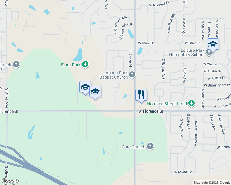 map of restaurants, bars, coffee shops, grocery stores, and more near 14121 East 111th Street South in Broken Arrow