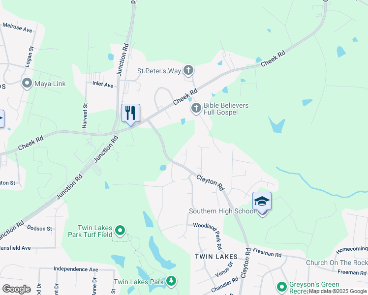 map of restaurants, bars, coffee shops, grocery stores, and more near 615 Pearl Knoll Circle in Durham