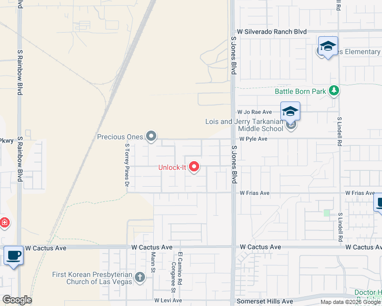 map of restaurants, bars, coffee shops, grocery stores, and more near 6232 West Haleh Avenue in Las Vegas