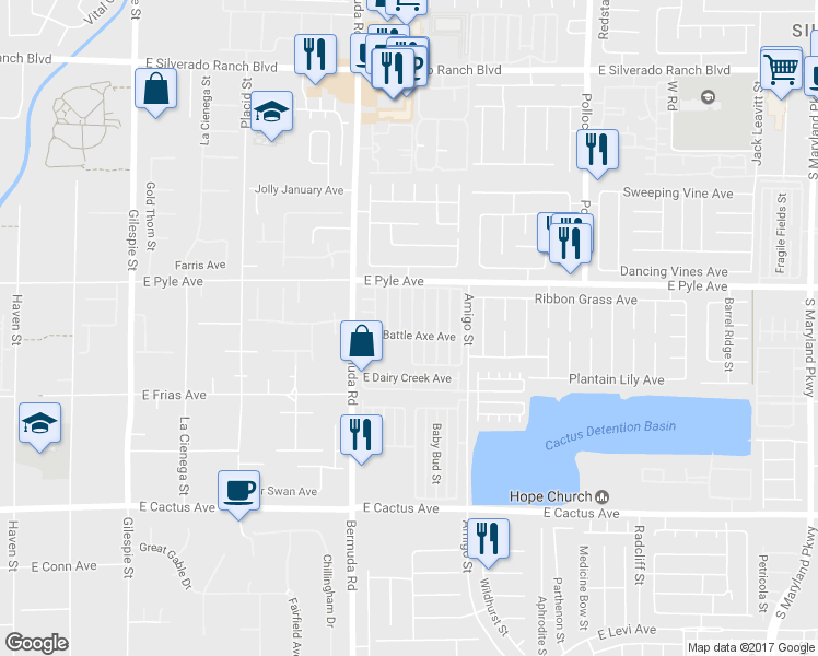 map of restaurants, bars, coffee shops, grocery stores, and more near 10187 Tree Bark Street in Las Vegas