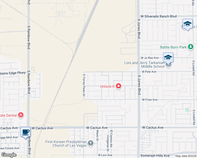 map of restaurants, bars, coffee shops, grocery stores, and more near 6390 Whispering Clouds Court in Las Vegas