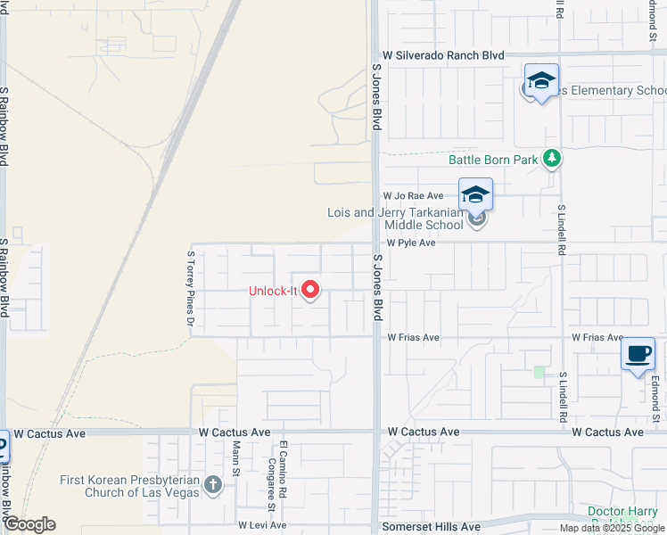 map of restaurants, bars, coffee shops, grocery stores, and more near 6190 Sierra Blue Court in Las Vegas