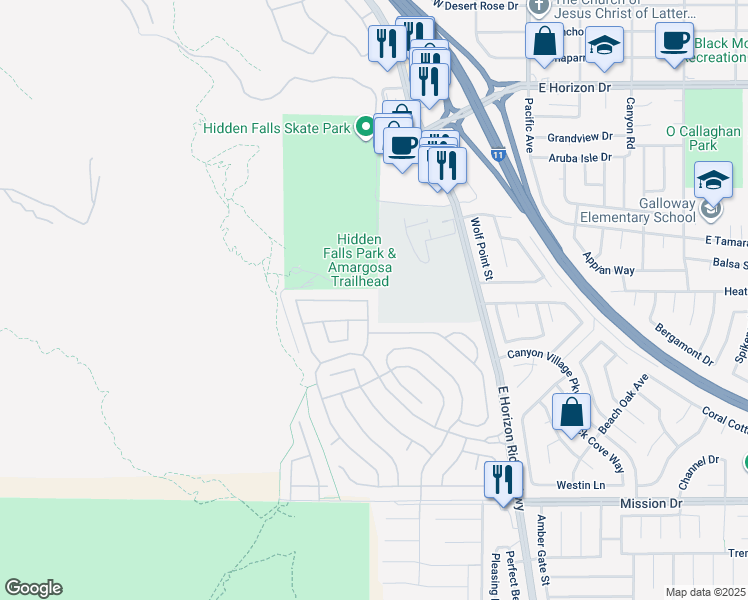 map of restaurants, bars, coffee shops, grocery stores, and more near 700 Leicester Street in Henderson