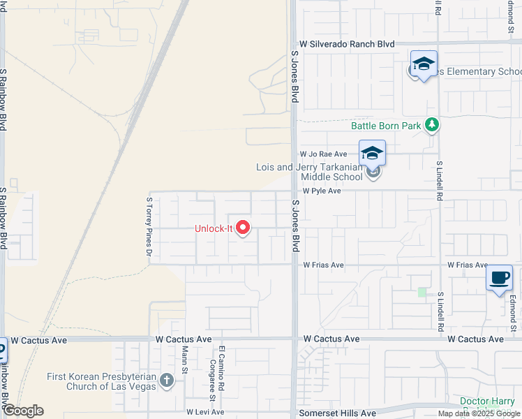 map of restaurants, bars, coffee shops, grocery stores, and more near 6190 Sierra Blue Court in Las Vegas