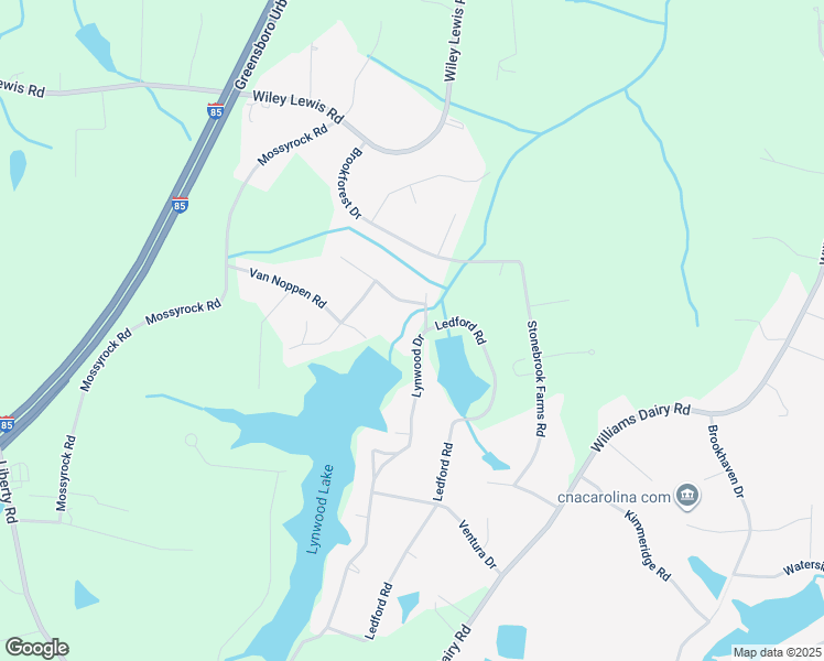 map of restaurants, bars, coffee shops, grocery stores, and more near 2205 Lynwood Drive in Greensboro