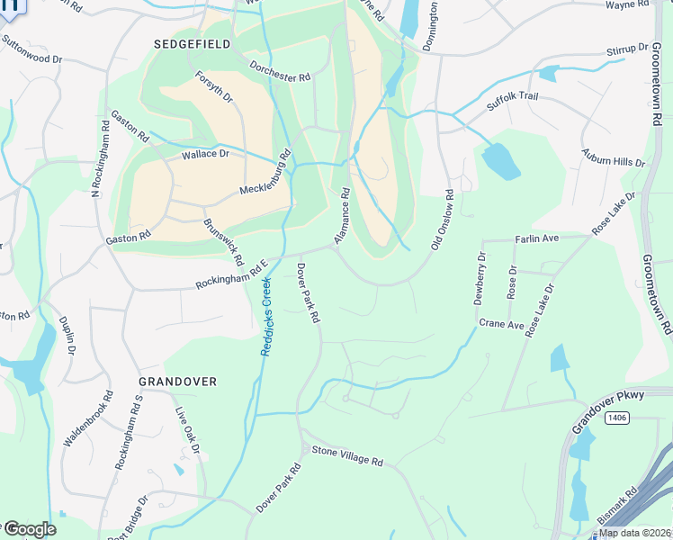 map of restaurants, bars, coffee shops, grocery stores, and more near 3557 Old Onslow Road in Greensboro