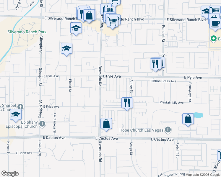map of restaurants, bars, coffee shops, grocery stores, and more near 10192 Tumbling Tree Street in Las Vegas