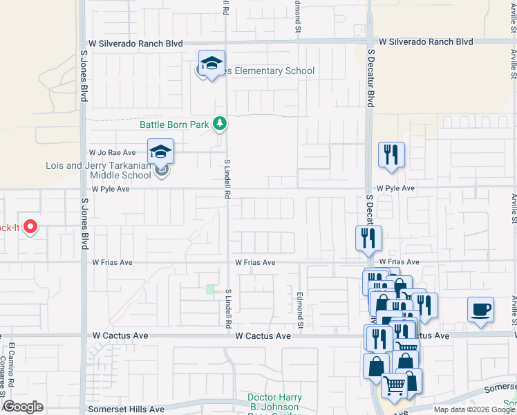 map of restaurants, bars, coffee shops, grocery stores, and more near 10144 Rebel Coast Street in Las Vegas