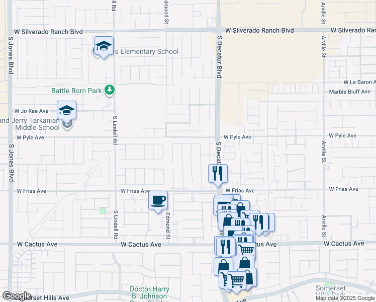 map of restaurants, bars, coffee shops, grocery stores, and more near 10145 Mystic Falls Drive in Las Vegas
