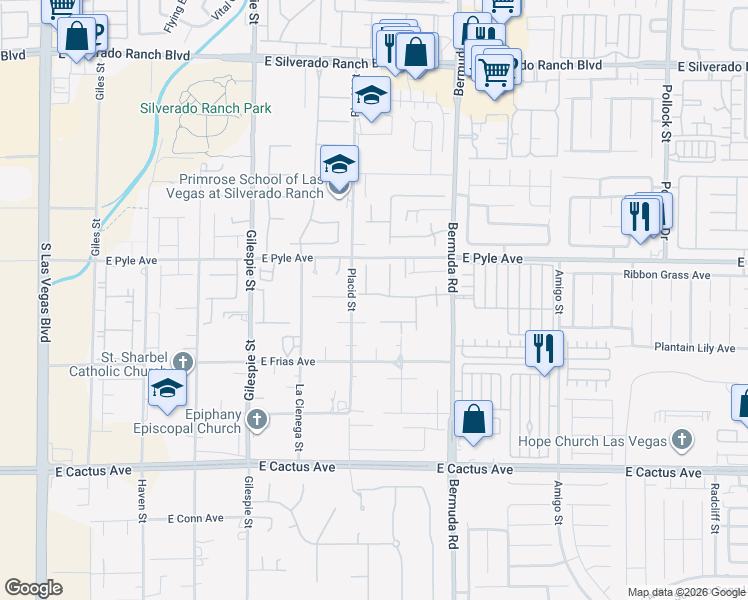 map of restaurants, bars, coffee shops, grocery stores, and more near 321 Whispering Tree Avenue in Las Vegas