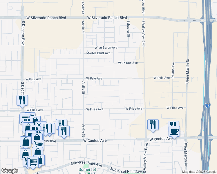 map of restaurants, bars, coffee shops, grocery stores, and more near 4145 Nopal Serrano Avenue in Las Vegas