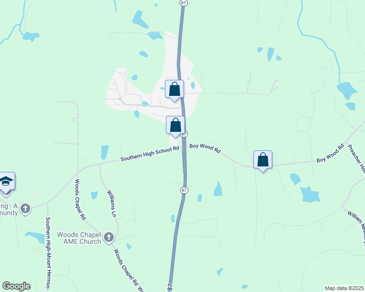 map of restaurants, bars, coffee shops, grocery stores, and more near 2995 North Carolina 87 in Graham