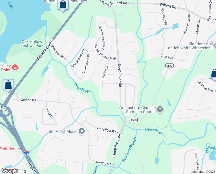 map of restaurants, bars, coffee shops, grocery stores, and more near 3493 Wellfleet Court in High Point