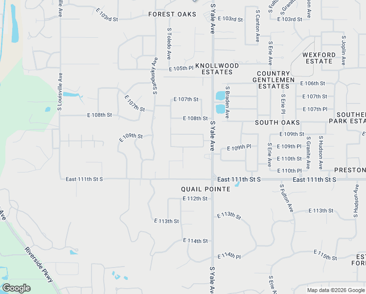 map of restaurants, bars, coffee shops, grocery stores, and more near 10942 South Urbana Avenue in Tulsa