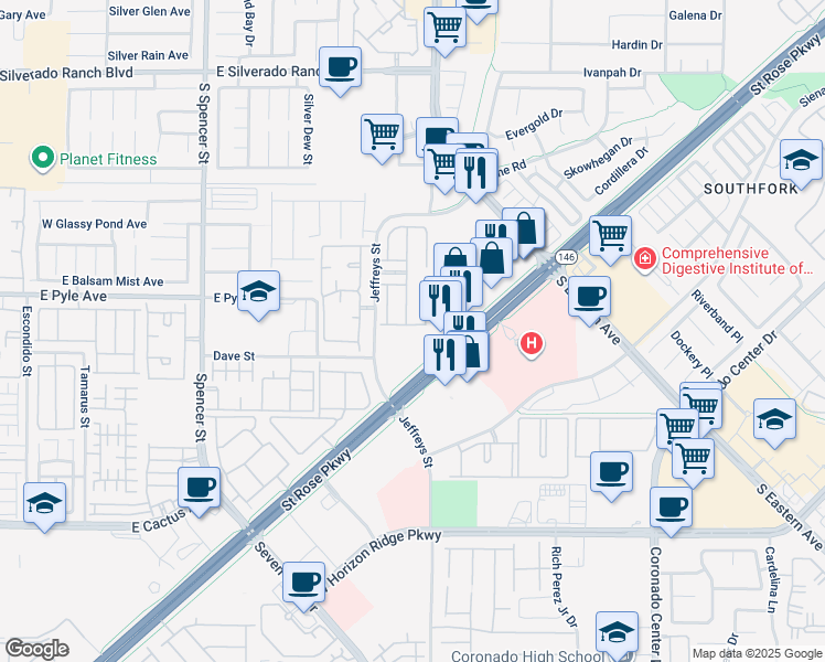 map of restaurants, bars, coffee shops, grocery stores, and more near 2359 Koho Drive in Las Vegas