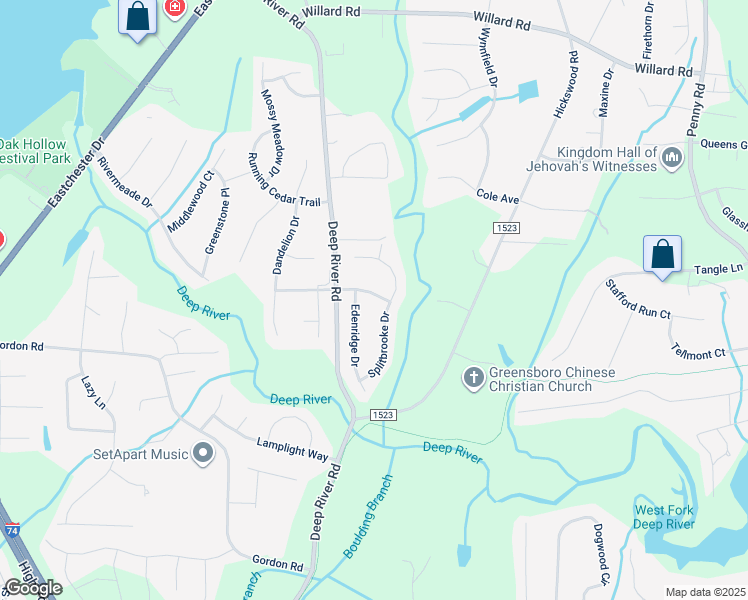 map of restaurants, bars, coffee shops, grocery stores, and more near 3616 Alamosa Drive in High Point