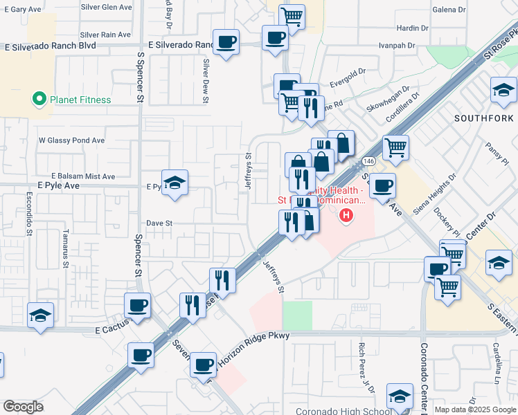 map of restaurants, bars, coffee shops, grocery stores, and more near 2295 Koho Drive in Las Vegas