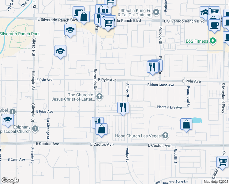 map of restaurants, bars, coffee shops, grocery stores, and more near 10181 Quaint Tree Street in Las Vegas