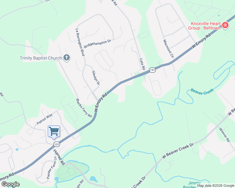 map of restaurants, bars, coffee shops, grocery stores, and more near 5522 West Emory Road in Powell