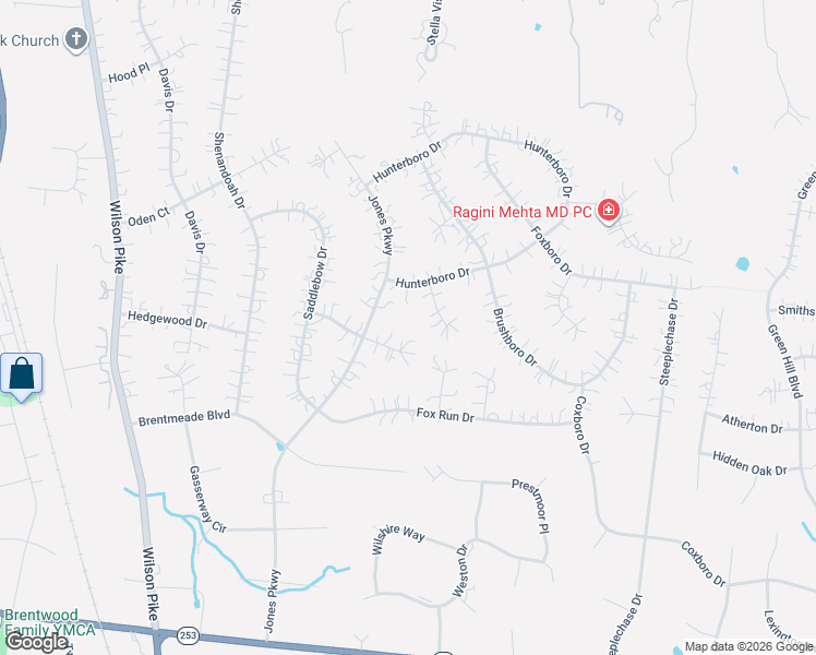 map of restaurants, bars, coffee shops, grocery stores, and more near 9206 Heritage Drive in Brentwood