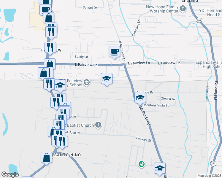map of restaurants, bars, coffee shops, grocery stores, and more near 1000 Paseo Melendez in Española
