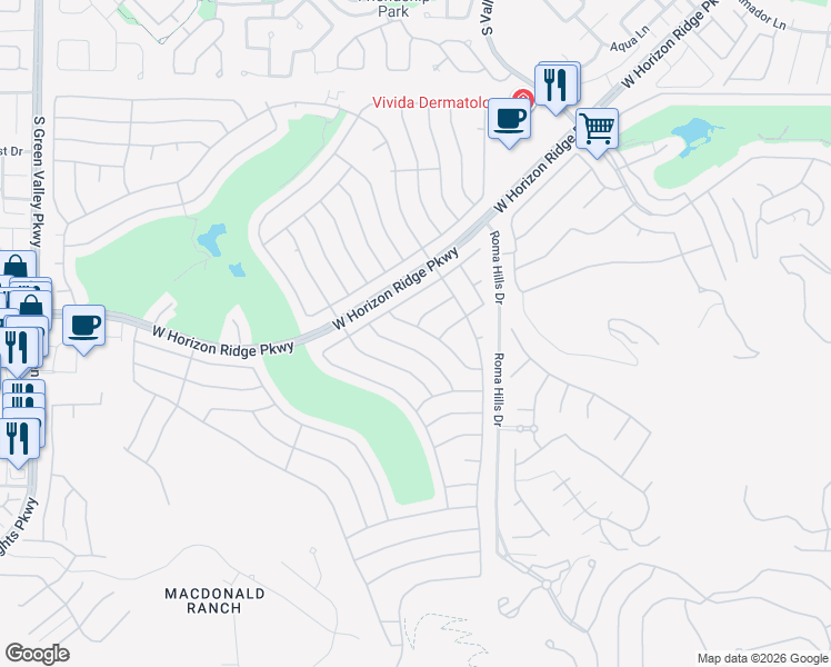 map of restaurants, bars, coffee shops, grocery stores, and more near 562 Eagle Perch Place in Henderson