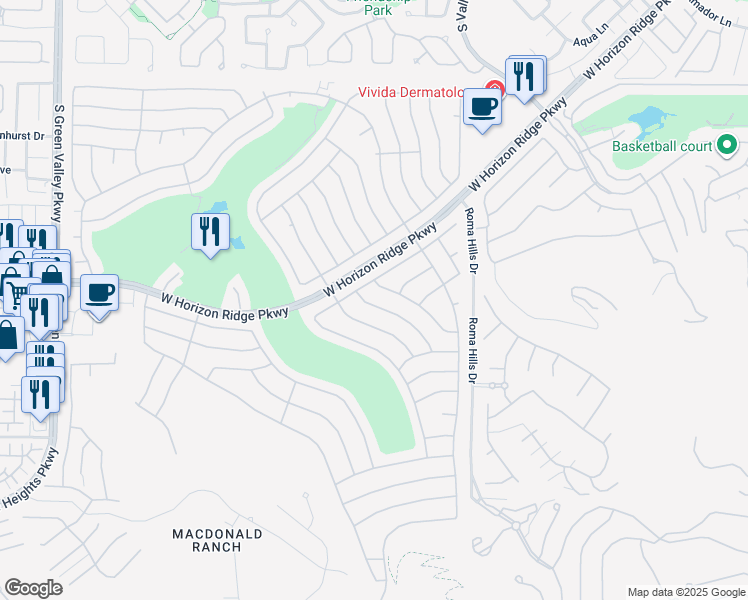 map of restaurants, bars, coffee shops, grocery stores, and more near 542 Eagle Perch Place in Henderson