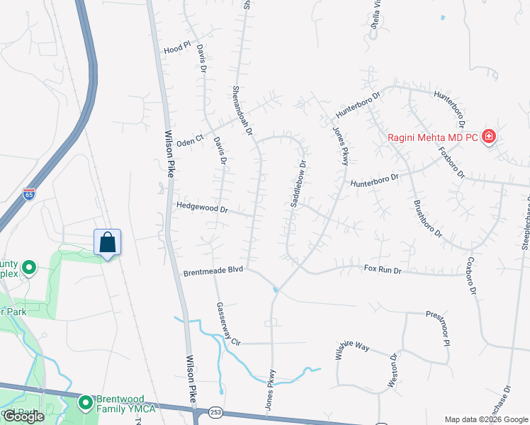 map of restaurants, bars, coffee shops, grocery stores, and more near 814 Shenandoah Drive in Brentwood
