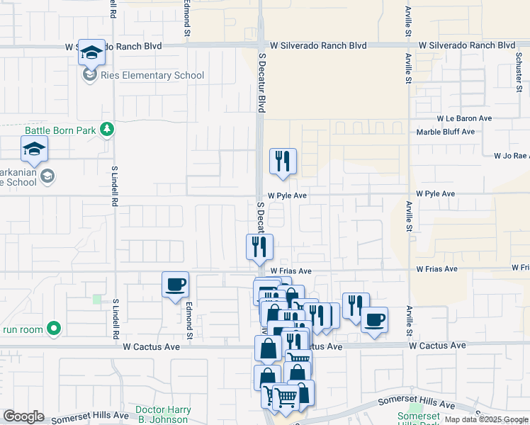 map of restaurants, bars, coffee shops, grocery stores, and more near 10149 Sangria Ridge Street in Las Vegas