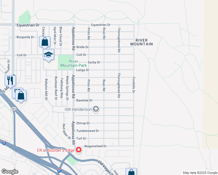 map of restaurants, bars, coffee shops, grocery stores, and more near 1611 Quarter Horse Drive in Henderson