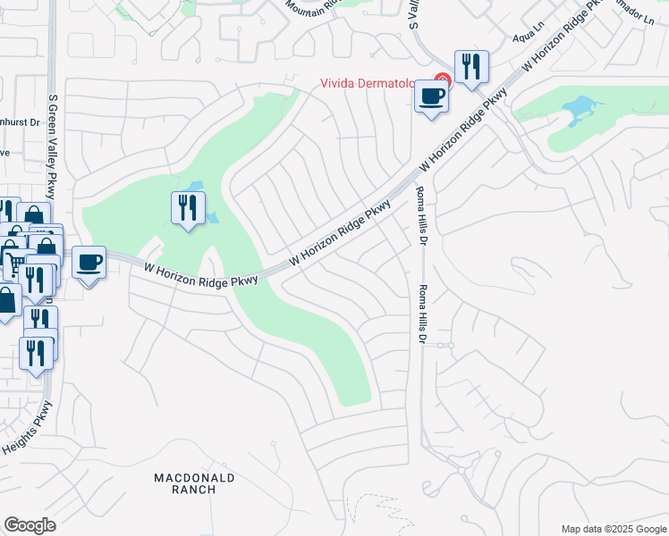 map of restaurants, bars, coffee shops, grocery stores, and more near 542 Eagle Perch Place in Henderson