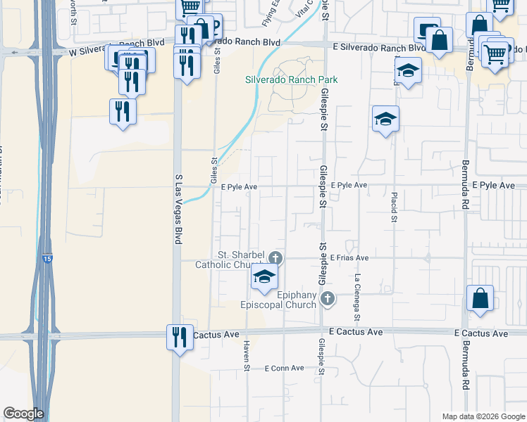 map of restaurants, bars, coffee shops, grocery stores, and more near 10205 Rancho Destino Road in Las Vegas
