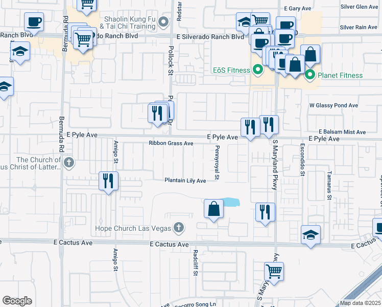 map of restaurants, bars, coffee shops, grocery stores, and more near 10153 Maidens Wreath Court in Las Vegas