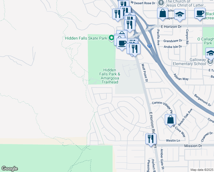 map of restaurants, bars, coffee shops, grocery stores, and more near 72 Saint Johns Wood Avenue in Henderson