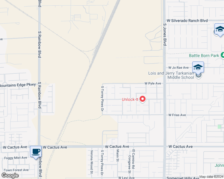 map of restaurants, bars, coffee shops, grocery stores, and more near 6437 Bombax Court in Las Vegas