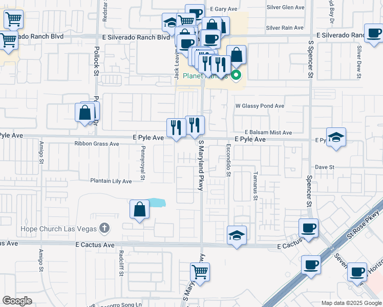 map of restaurants, bars, coffee shops, grocery stores, and more near 10154 Sunshine Village Place in Las Vegas