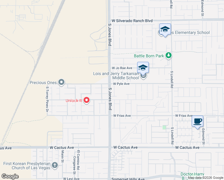 map of restaurants, bars, coffee shops, grocery stores, and more near 6156 Wild Lilac Court in Las Vegas