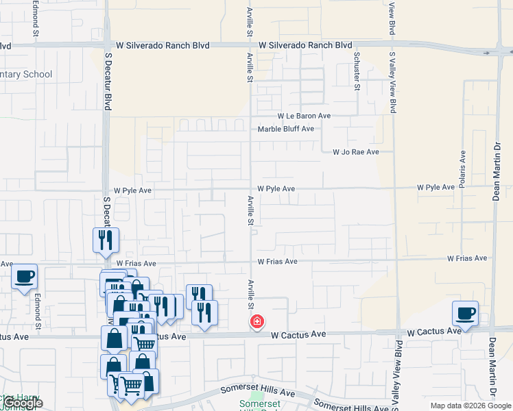 map of restaurants, bars, coffee shops, grocery stores, and more near 10145 Blue Cereus Street in Las Vegas