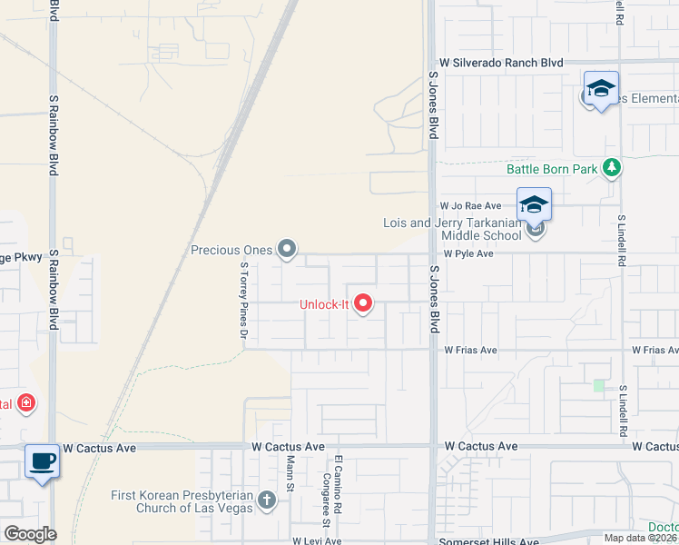 map of restaurants, bars, coffee shops, grocery stores, and more near 6299 Maidenhair Fern Court in Las Vegas