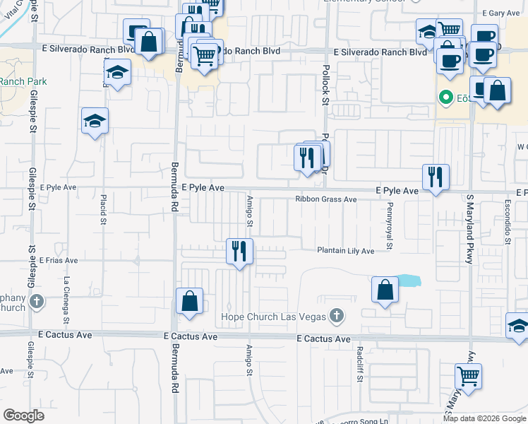 map of restaurants, bars, coffee shops, grocery stores, and more near 10130 Coffeeberry Court in Las Vegas