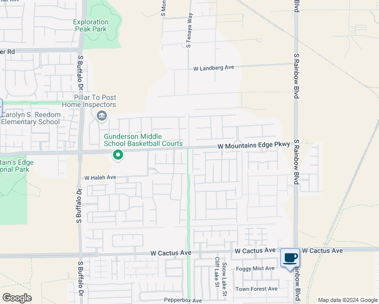 map of restaurants, bars, coffee shops, grocery stores, and more near 10121 South Tenaya Meadows Street in Las Vegas
