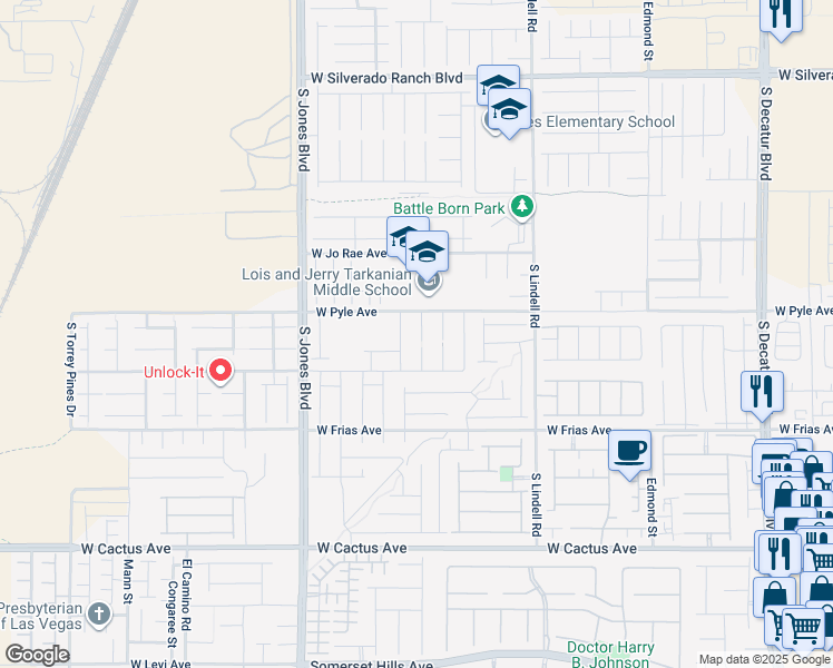 map of restaurants, bars, coffee shops, grocery stores, and more near 10139 South Arbor Brook Court in Las Vegas