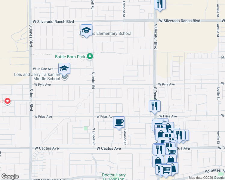 map of restaurants, bars, coffee shops, grocery stores, and more near 10096 Stellan Street in Las Vegas