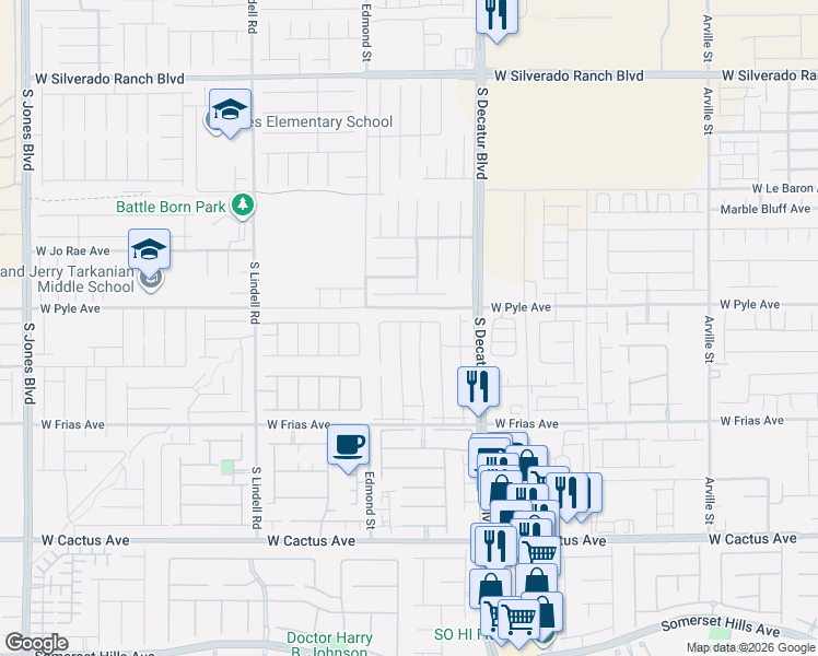 map of restaurants, bars, coffee shops, grocery stores, and more near 5079 Appalachia Creek Avenue in Las Vegas