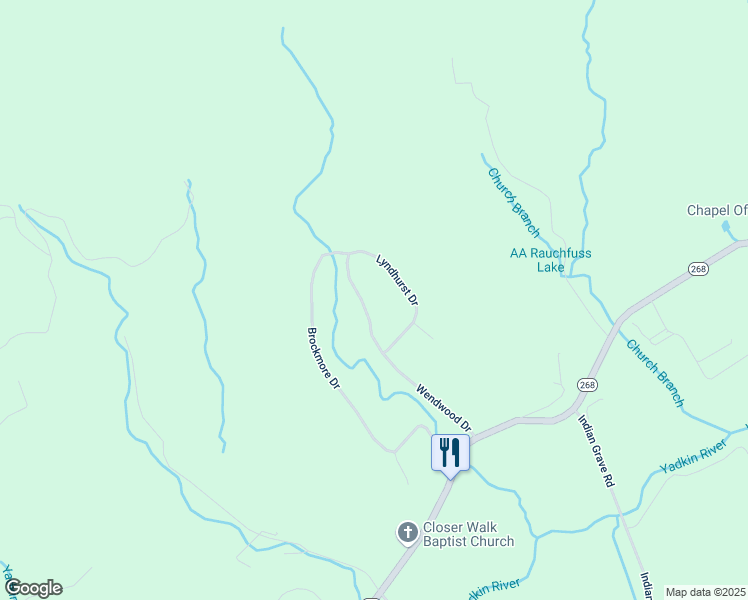 map of restaurants, bars, coffee shops, grocery stores, and more near 2140 Wendwood Drive in Lenoir